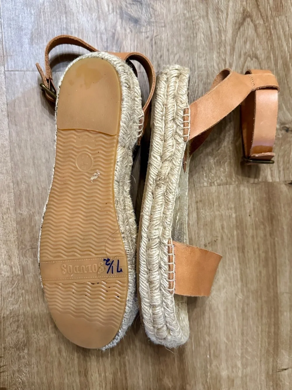 Soludos Cadiz Brown Leather Espadrilles Sandals 7.5